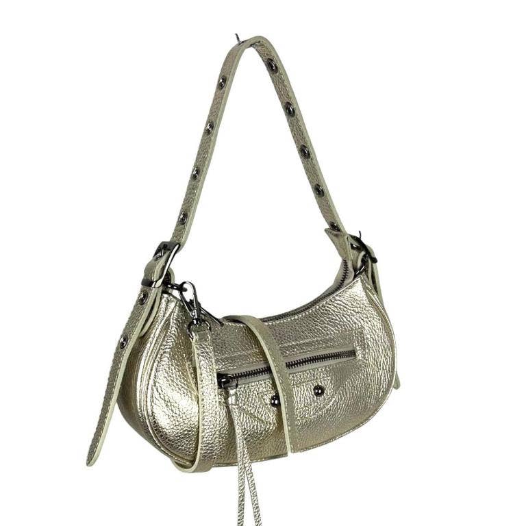 Small Crescent Leather Shoulder Bag