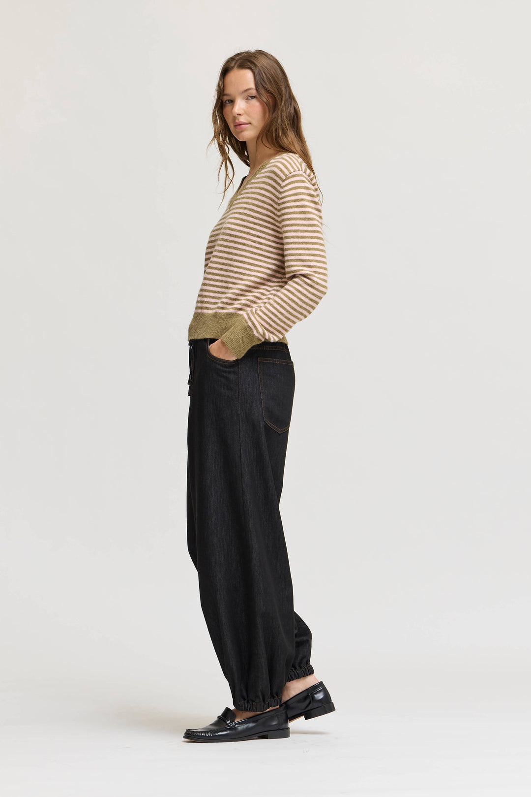 Striped V-Neck Sweater Top