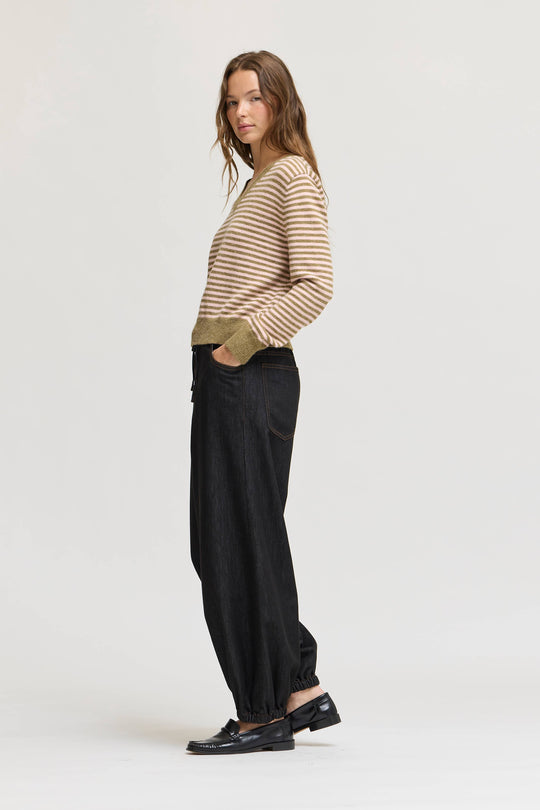 Striped V-Neck Sweater Top