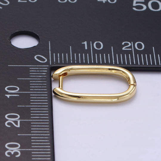 24K Gold Filled 20mm Minimalist Oblong Hoop Earrings