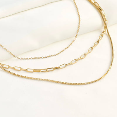 Waterproof Layered Necklace - Triple Strand Chain Necklace