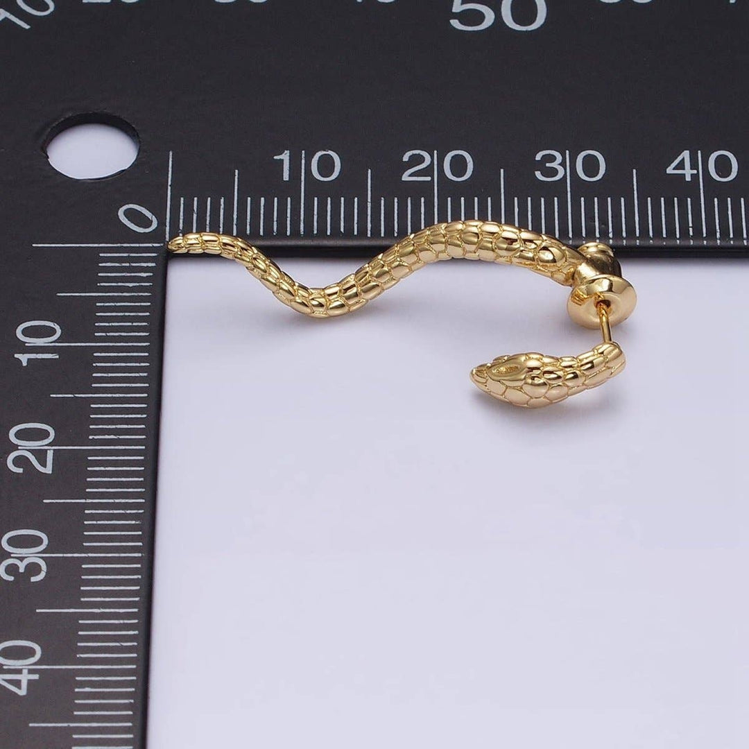 16K Gold Filled Textured Snake Stud Earrings
