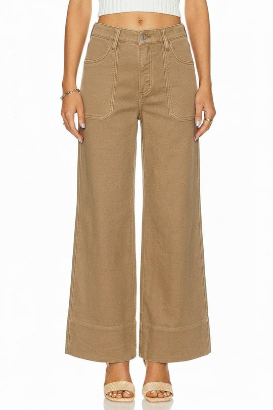 High Rise Tummy Control Garment Dyed Palazzo Jeans