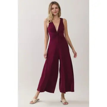 Front Twist Sleeveless Wide Leg Jumpsuit