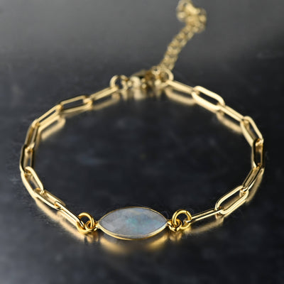 Moonstone Paperclip Chain Bracelet