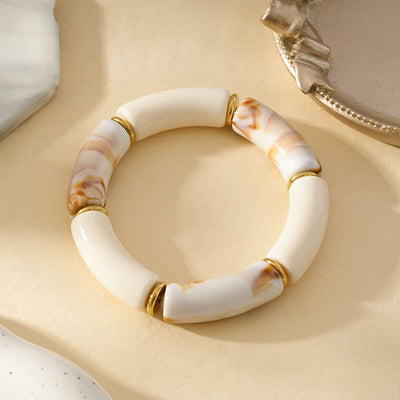 White and Brown Marble Acrylic Bracelet