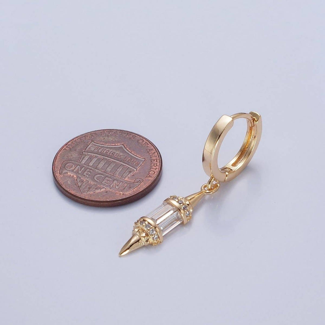 18K Gold Filled Pendulum Spike Drop Earrings