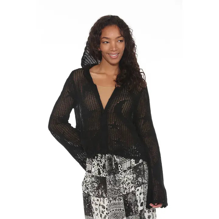 Celestial Lacy Cropped Zip Hoodie