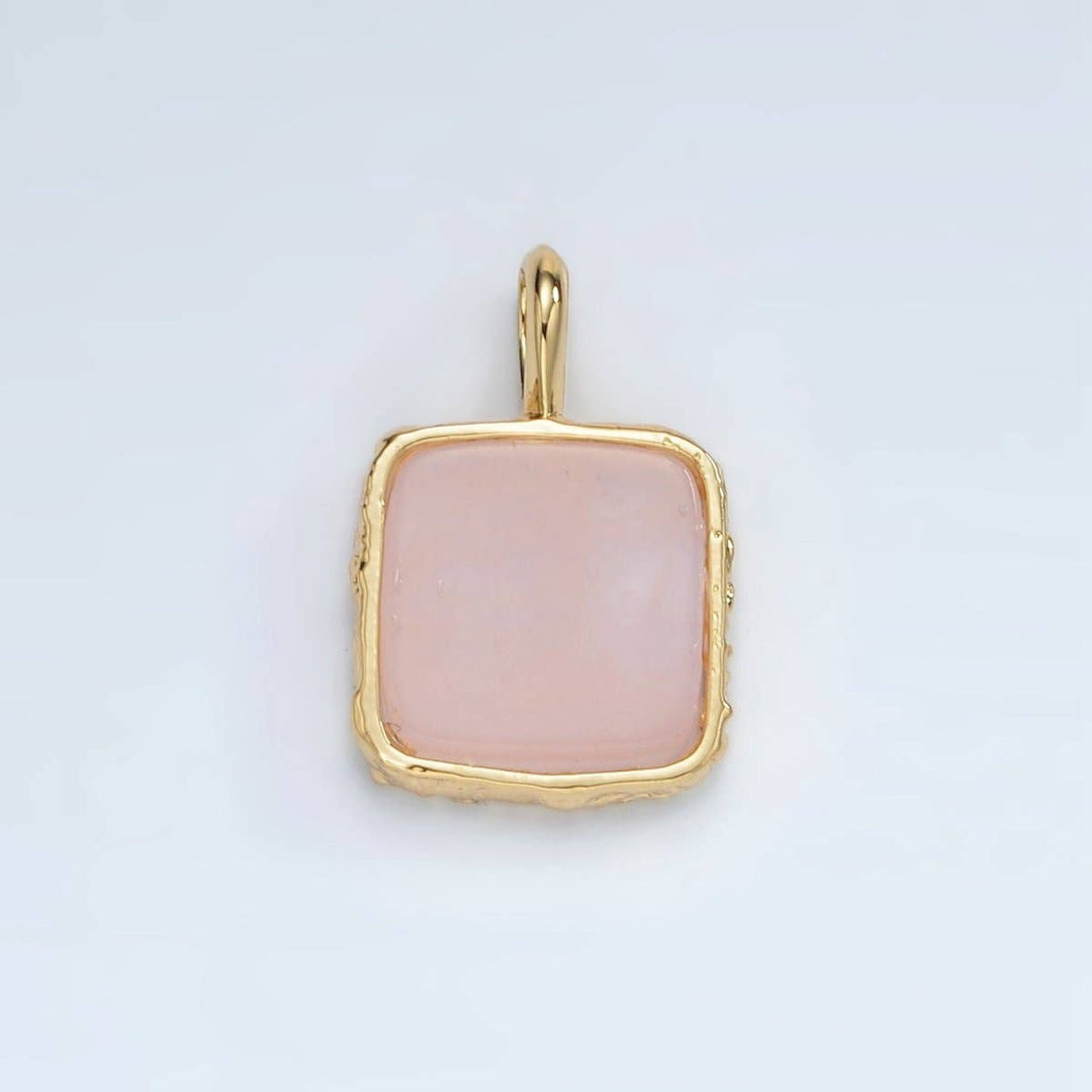 24K Gold Filled Square Natural Gemstone Necklace