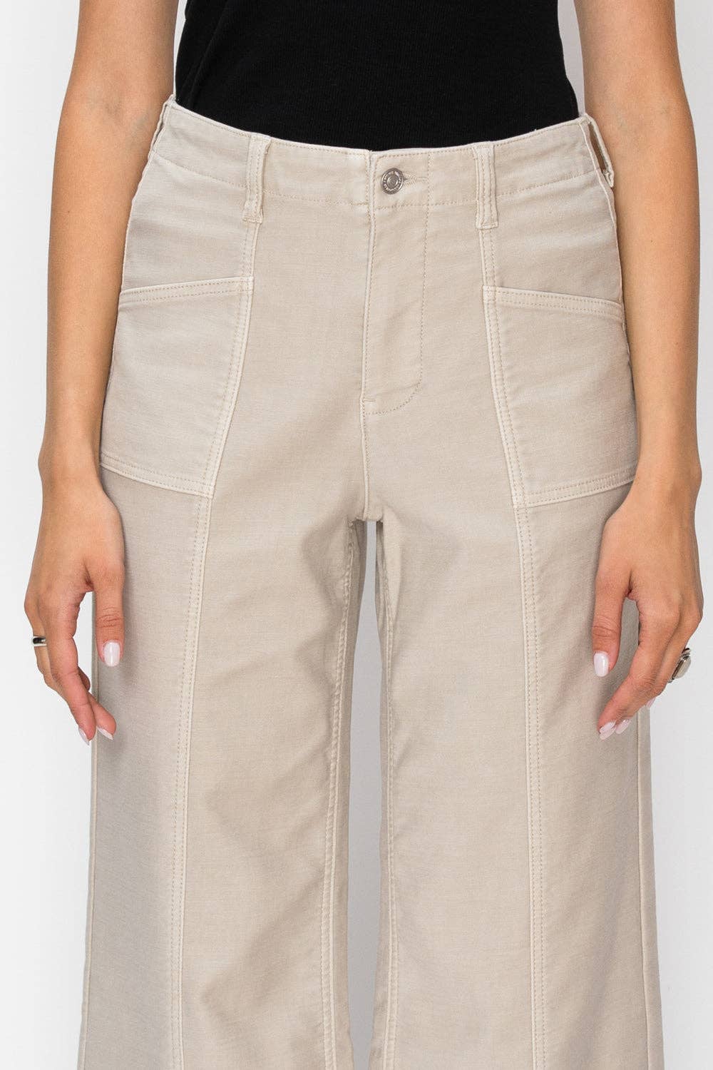 Tummy Control High Rise Slim Crop Palazzo Jeans