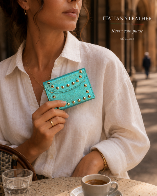 Leather Wallet with Studs