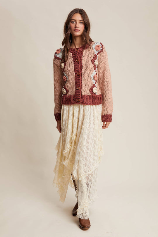 Fall Crochet Floral Cardigan