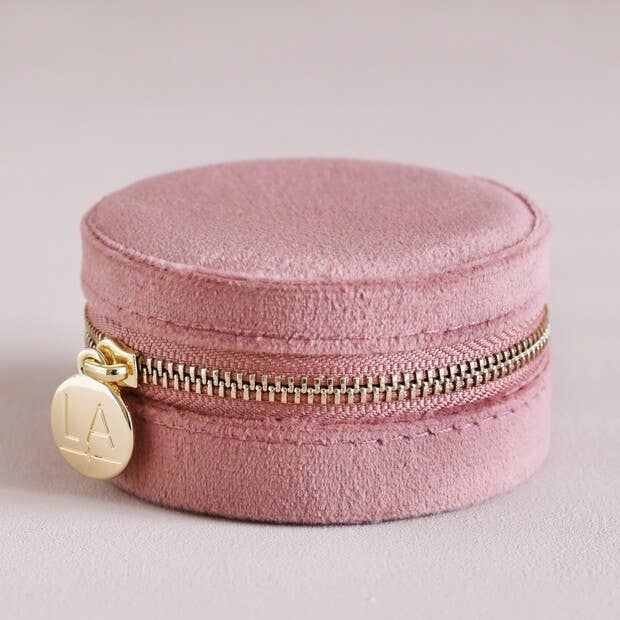 Lisa Angel Rose Pink Velvet Round Travel Jewellery Case - Simple Good