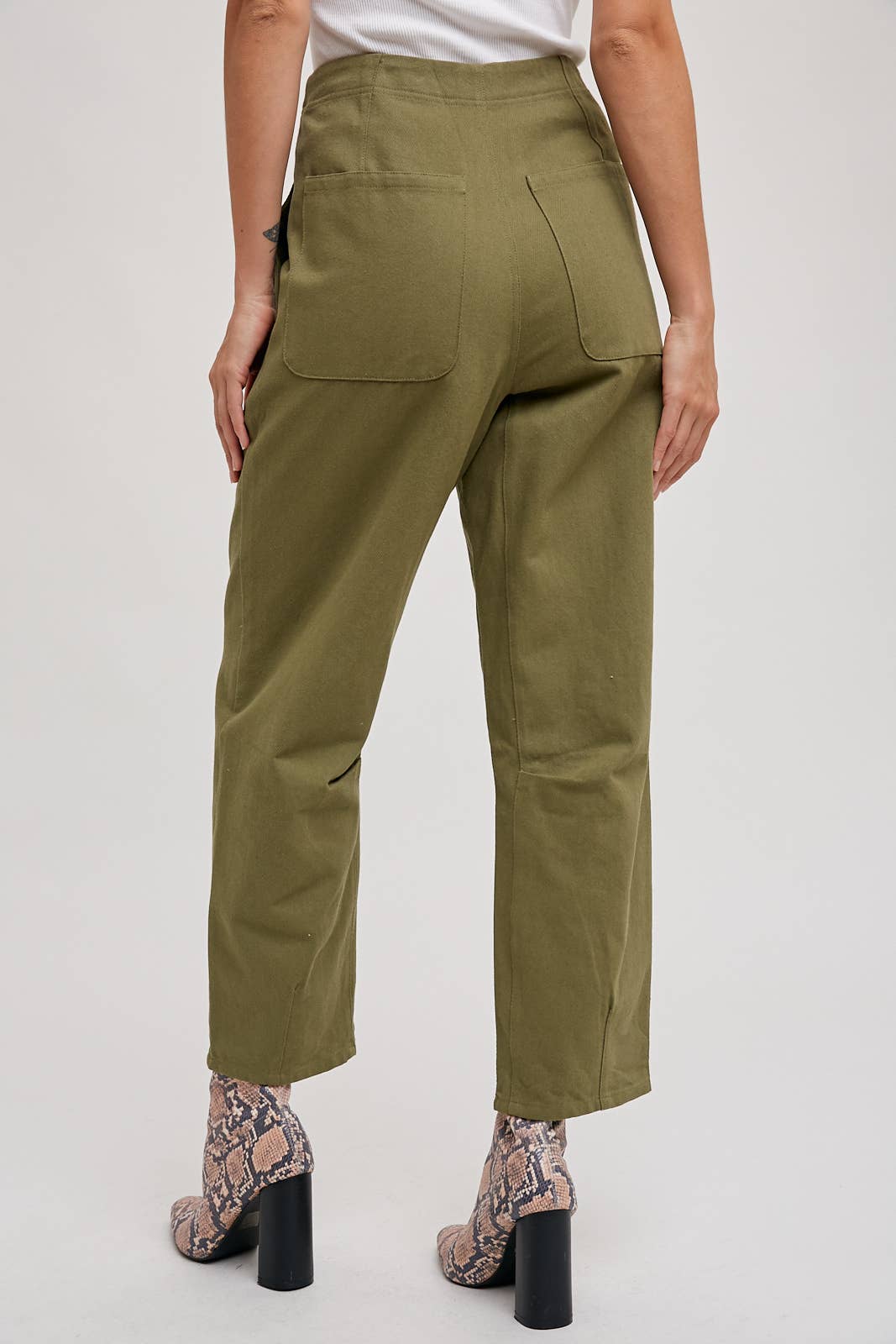 High-Rise Button Front Slouchy Pants