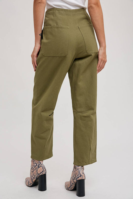 High-Rise Button Front Slouchy Pants