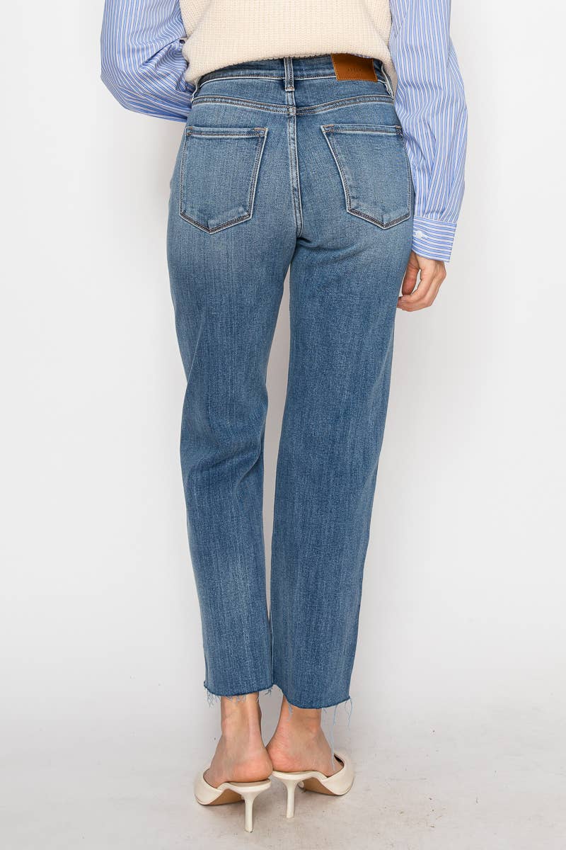 Eco Fabric High Rise Straight Leg Jeans
