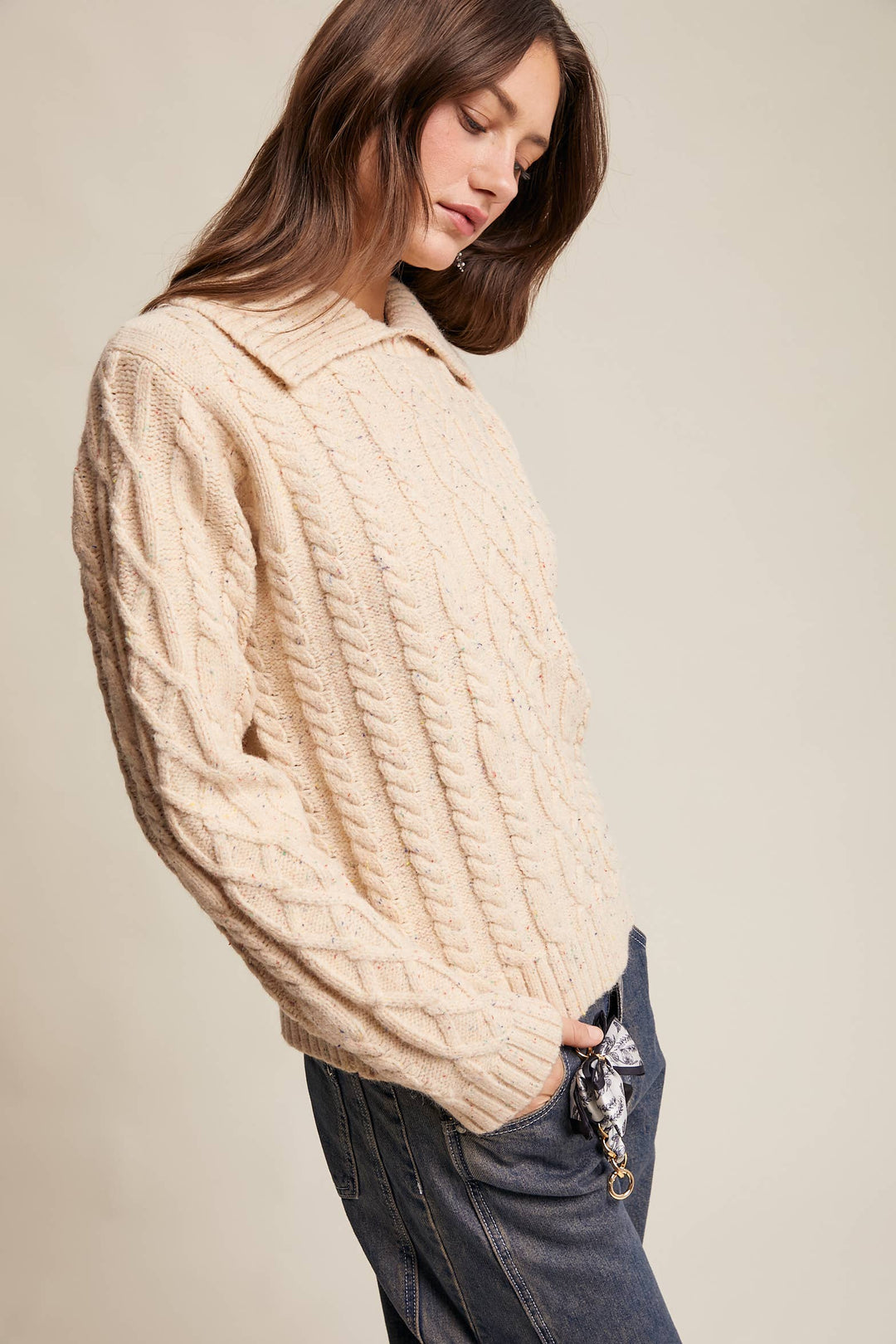 Collared Cable Knit Sweater