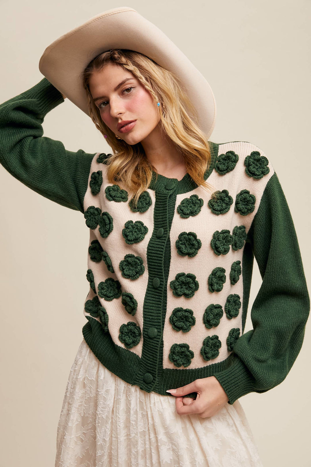 Rose Applique Knit Cardigan