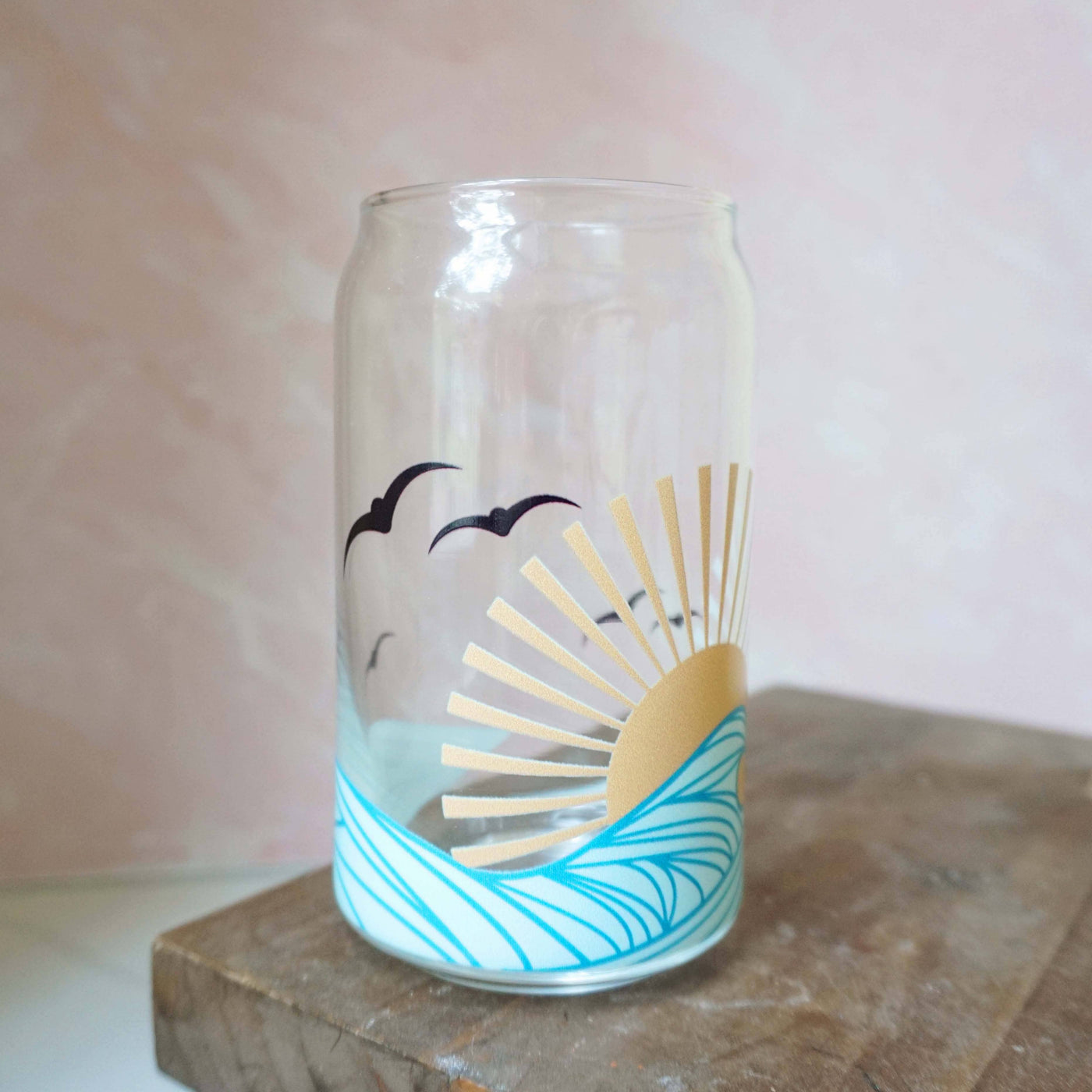 Forest Cove Home Summer Sun & Beach Waves Can Glass - Simple Good
