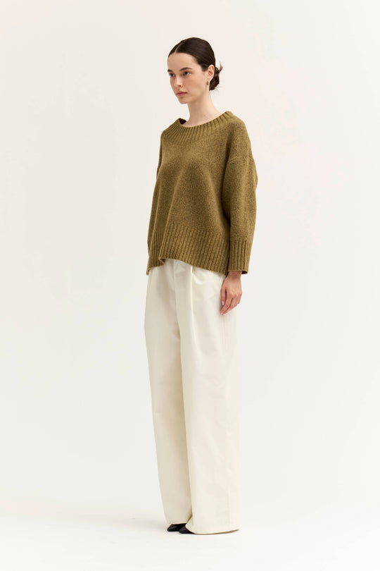 Wide Rib Knit Trim Sweater