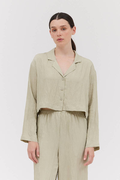 Long Sleeve Button Down Crop Top