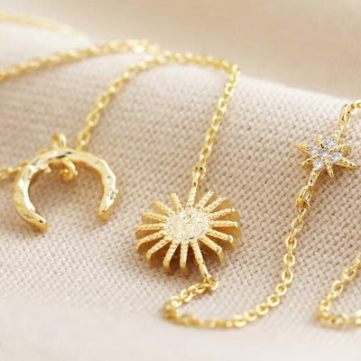 Lisa Angel Sun and Moon Chain Necklace in Gold - Simple Good