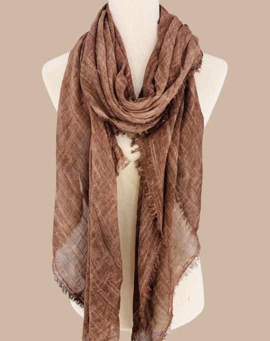 Stonewashed Solid Color Frayed Oversized Scarf