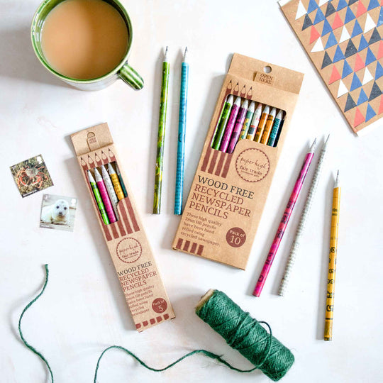 Recycled Newspaper Pencil Set