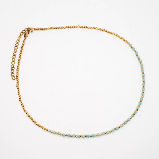 Simple Beaded Faceted Stone Necklace