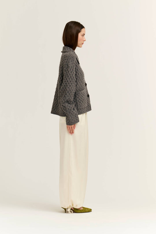 Textured Knit Sailor Collar Cardigan