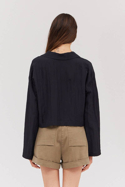 Long Sleeve Button Down Crop Top