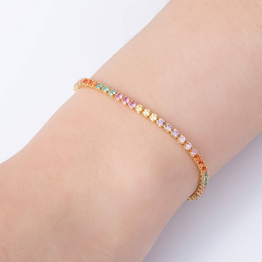18K Gold Filled 2.5mm Multicolor CZ Tennis Bracelet