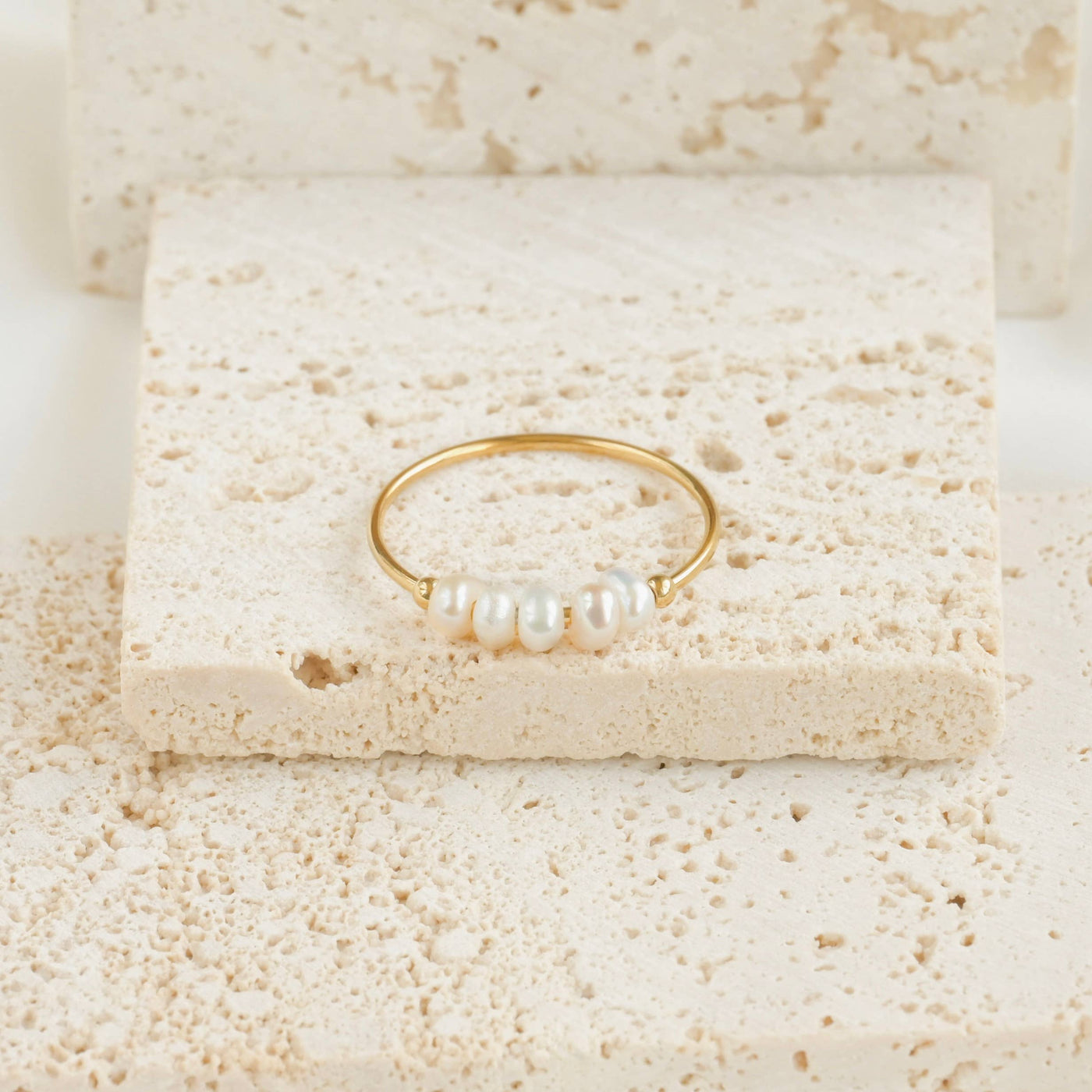 Freshwater Pearl Rings - Stainless Steel Dainty Pearl Rings