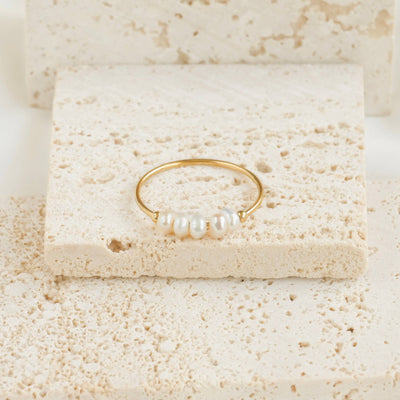 Freshwater Pearl Rings - Stainless Steel Dainty Pearl Rings