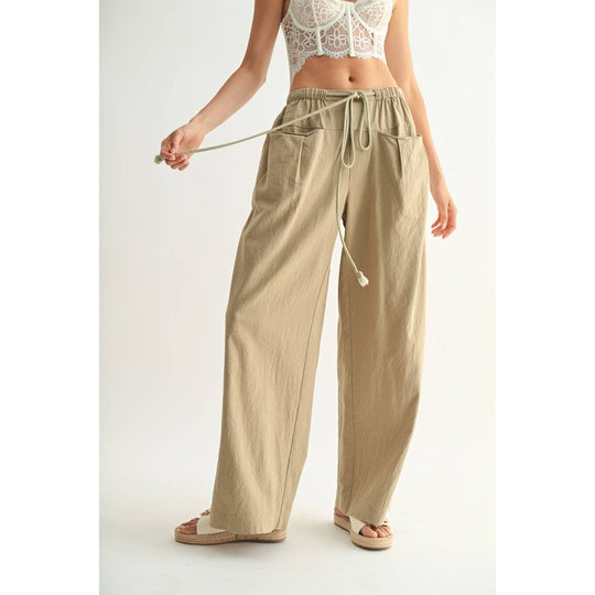 Cotton Linen Trousers with Lace Detail