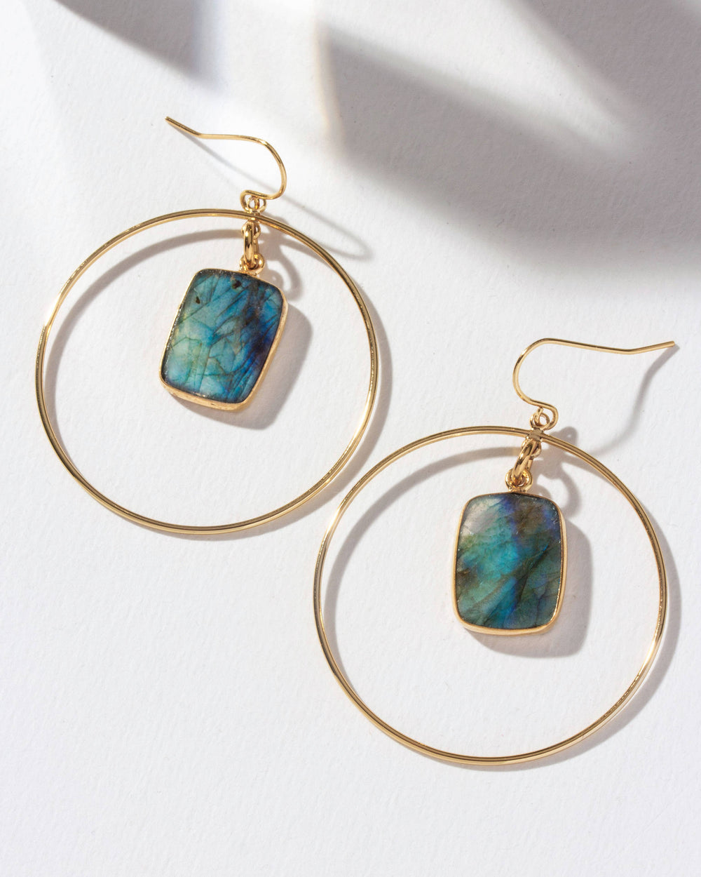 Stoney Hoop Earrings- Labradorite