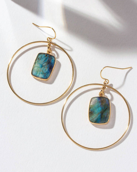 Stoney Hoop Earrings- Labradorite