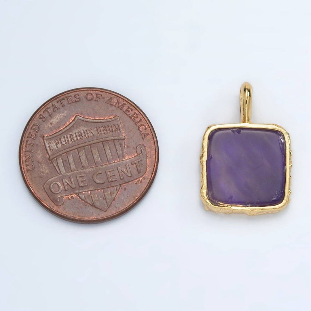 24K Gold Filled Square Natural Gemstone Necklace