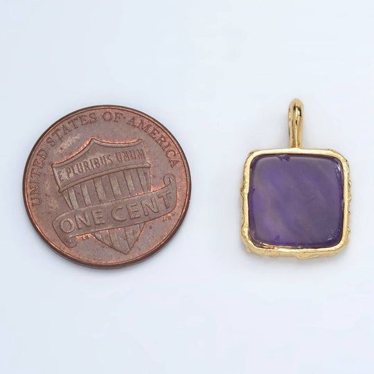 24K Gold Filled Square Natural Gemstone Necklace