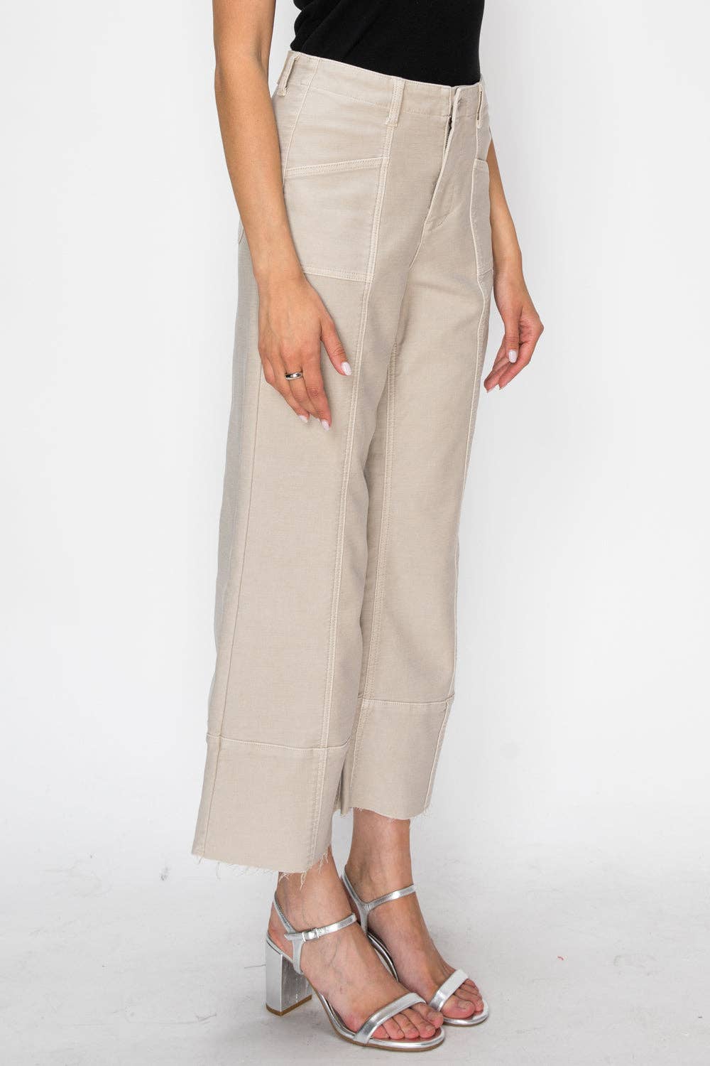 Tummy Control High Rise Slim Crop Palazzo Jeans