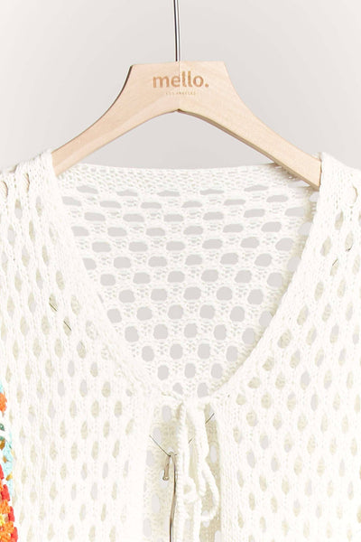 Front Tie Crochet Cropped Cardigan