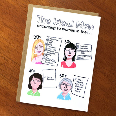 The Ideal Man; Funny Card for Her; Dating; Relationships; Ps