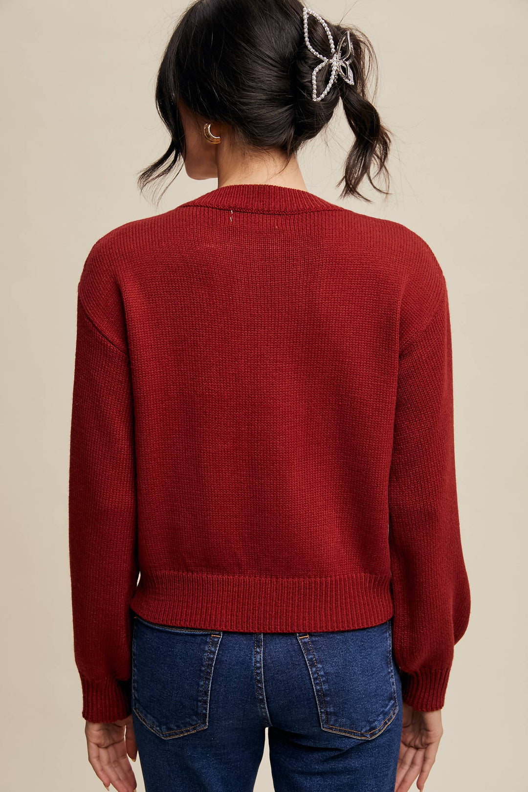 Rose Applique Knit Cardigan