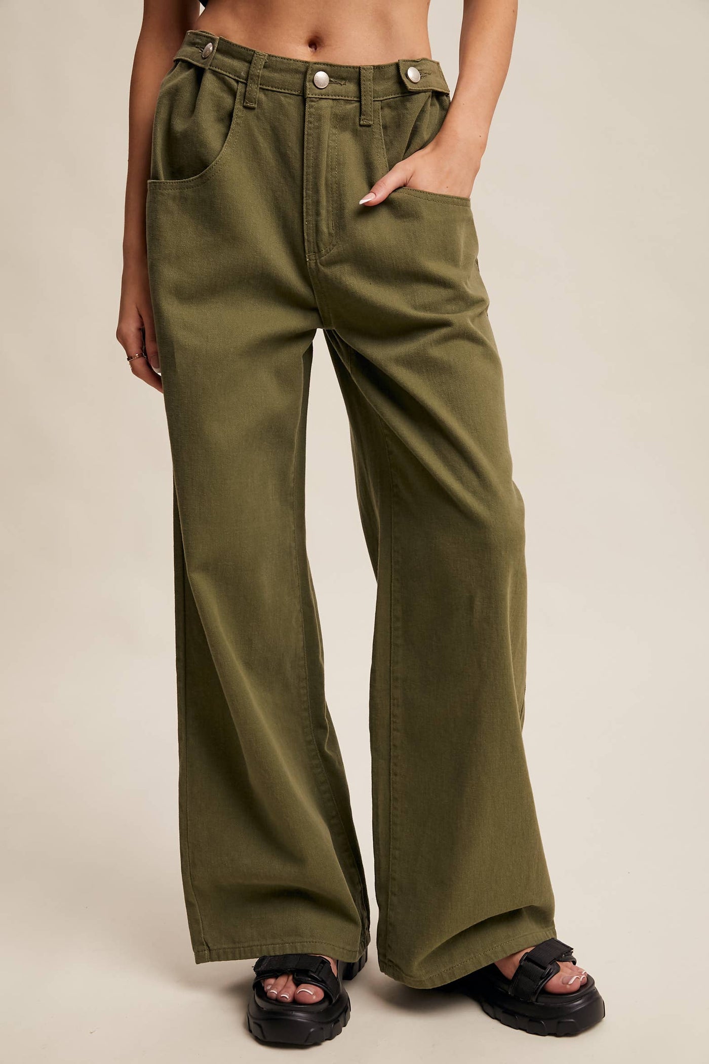 Wide-Leg Colored Denim Pants
