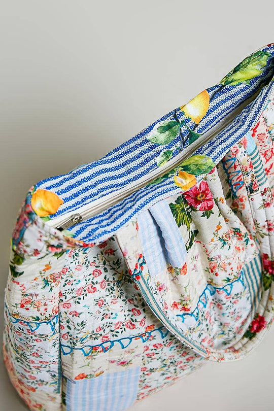 Quilted Patchwork Print Shoulder Tote Bag
