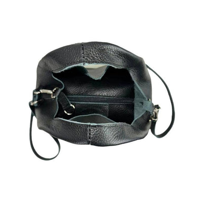 Dual Color Leather Handbag w/ Removable Inner Pouch & Shoulder Strap