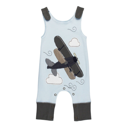 Organic Appliqué Harem Romper in Little Airplane