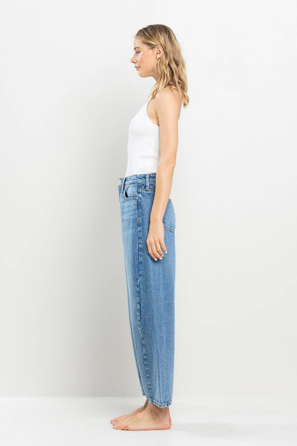 SneakPeek HIGH RISE BALLON FIT JEANS IN MEDIUM VINTAGE SP-P12565MV - Simple Good