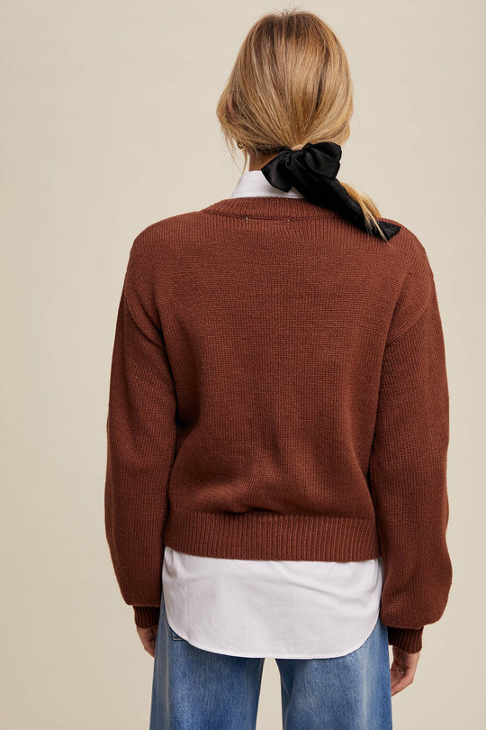 Rose Applique Knit Cardigan