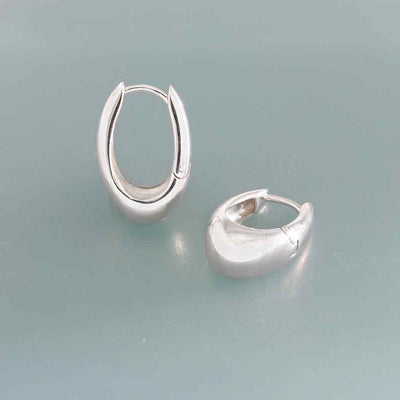 Sterling Silver Long Teardrop Huggie Hoop